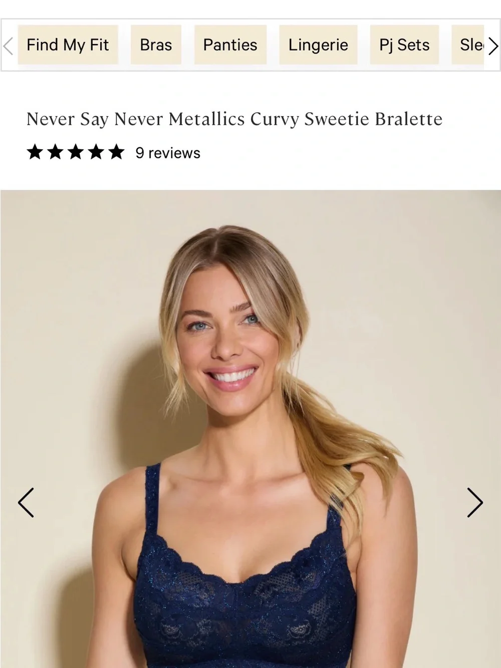 Cosabella Navy Never Say Never Lace Bralette